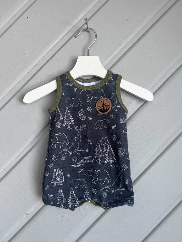 Black Bear tank romper NB