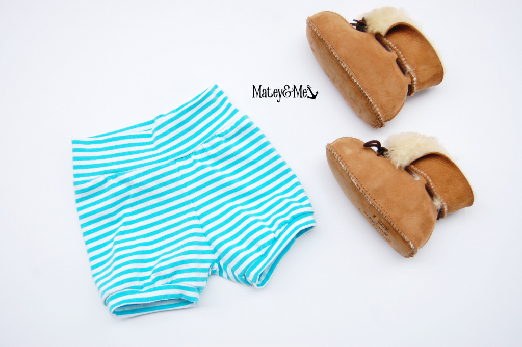 Aqua and White Basic  Stripe Shorties