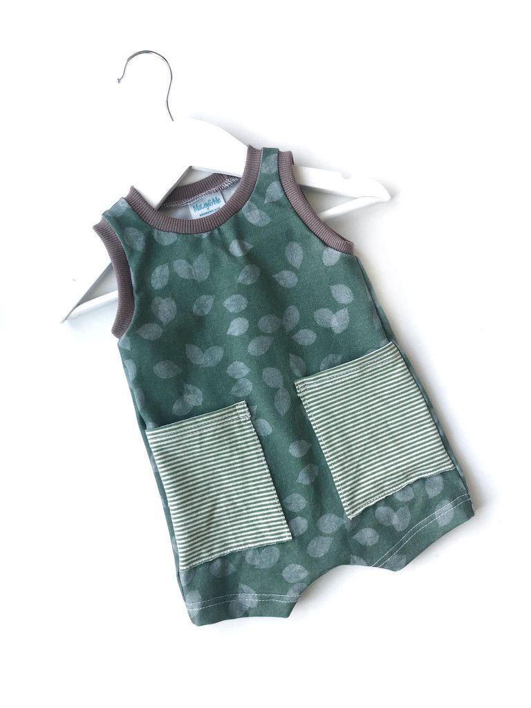 Sage Fallen Leaves Romper 18/24 mo