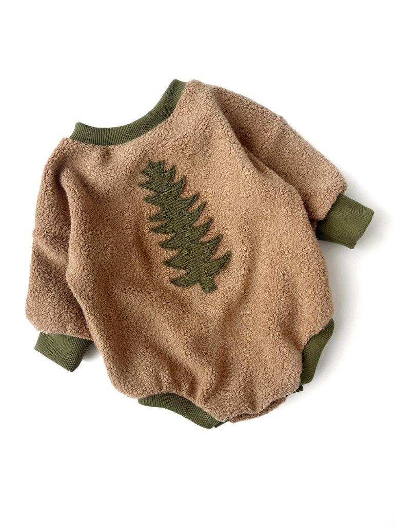 Fuzzy Pine Sweater Romper 0/3 mo